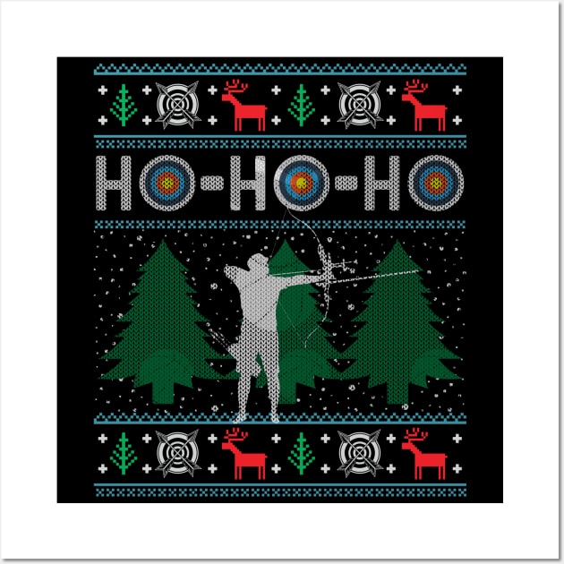 Christmas Archery Bow Hunting Bow Hunter Ugly Christmas Xmas Wall Art by mrsmitful01